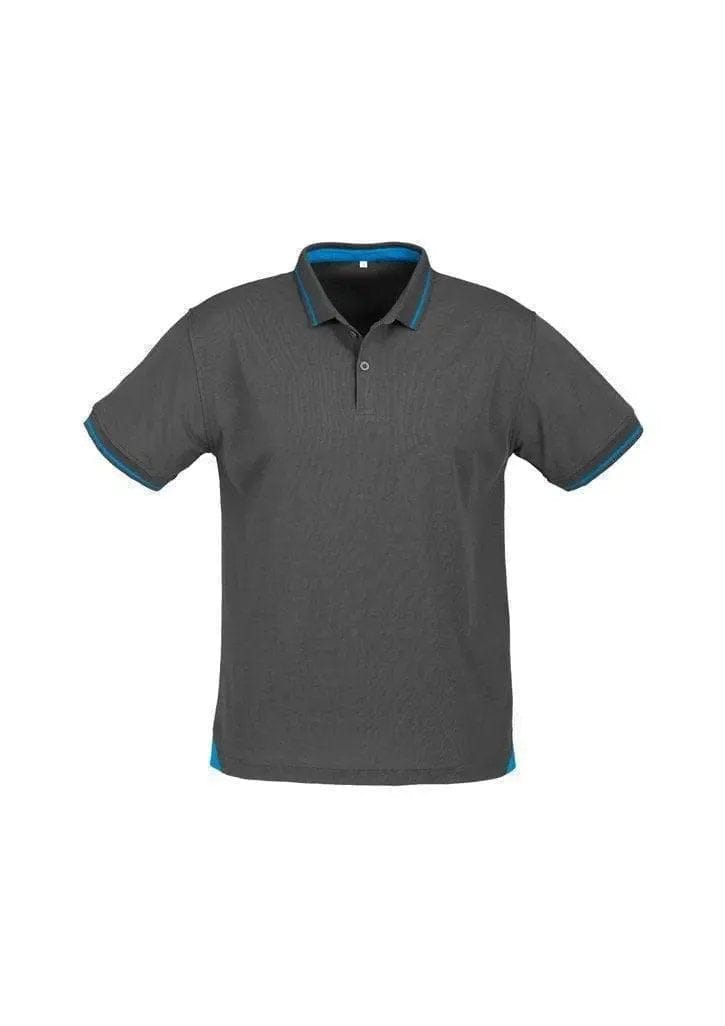 Biz Collection Men’s Jet Polo P226MS in Steel Grey/Cyan Blue