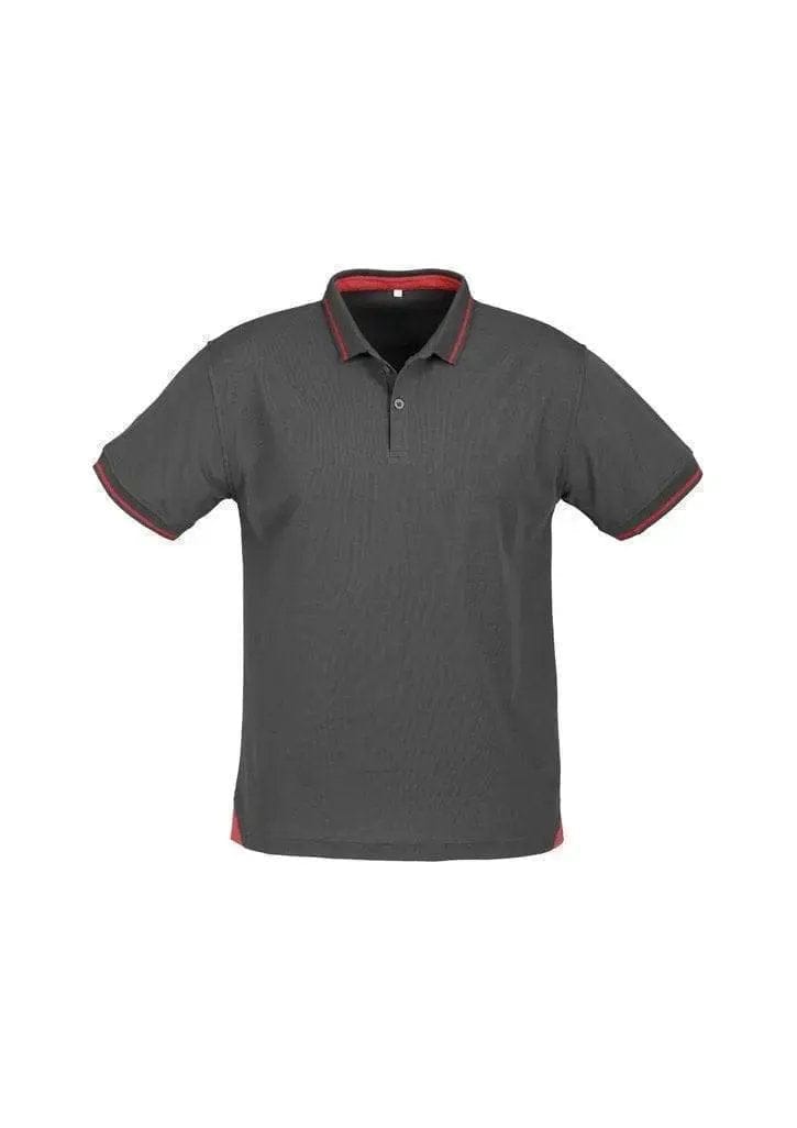 Biz Collection Men’s Jet Polo P226MS in Steel Grey/Red