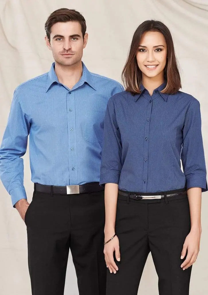 Biz Collection Men’s Micro Check Long Sleeve Shirt Sh816 Metro Workwear.