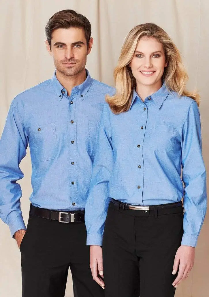 Biz Collection Men’s Wrinkle Free Chambray Long Sleeve Shirt Sh112 Metro Workwear.