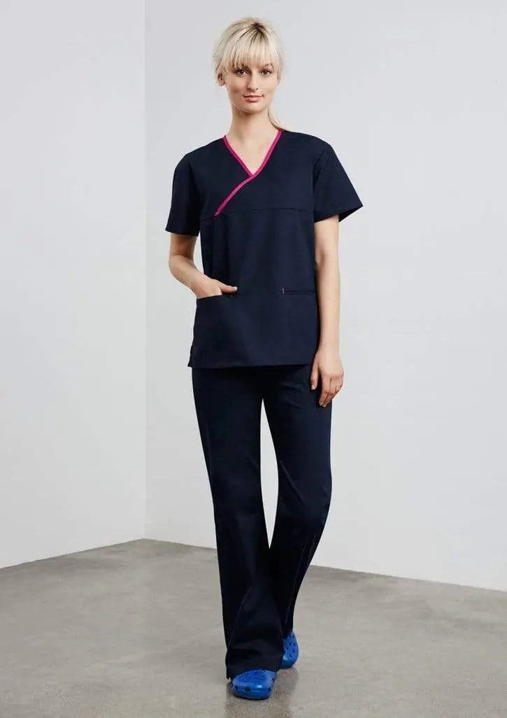 Biz Collection Women’s Contrast Crossover Scrubs Top H10722 Metro Workwear.