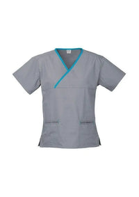 Biz Collection Women’s Contrast Crossover Scrubs Top H10722 Metro Workwear.