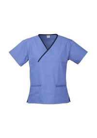 Biz Collection Women’s Contrast Crossover Scrubs Top H10722 Metro Workwear.