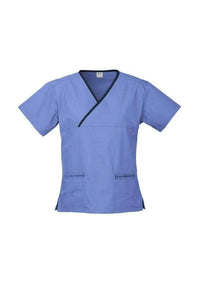 Biz Collection Women’s Contrast Crossover Scrubs Top H10722 Metro Workwear.
