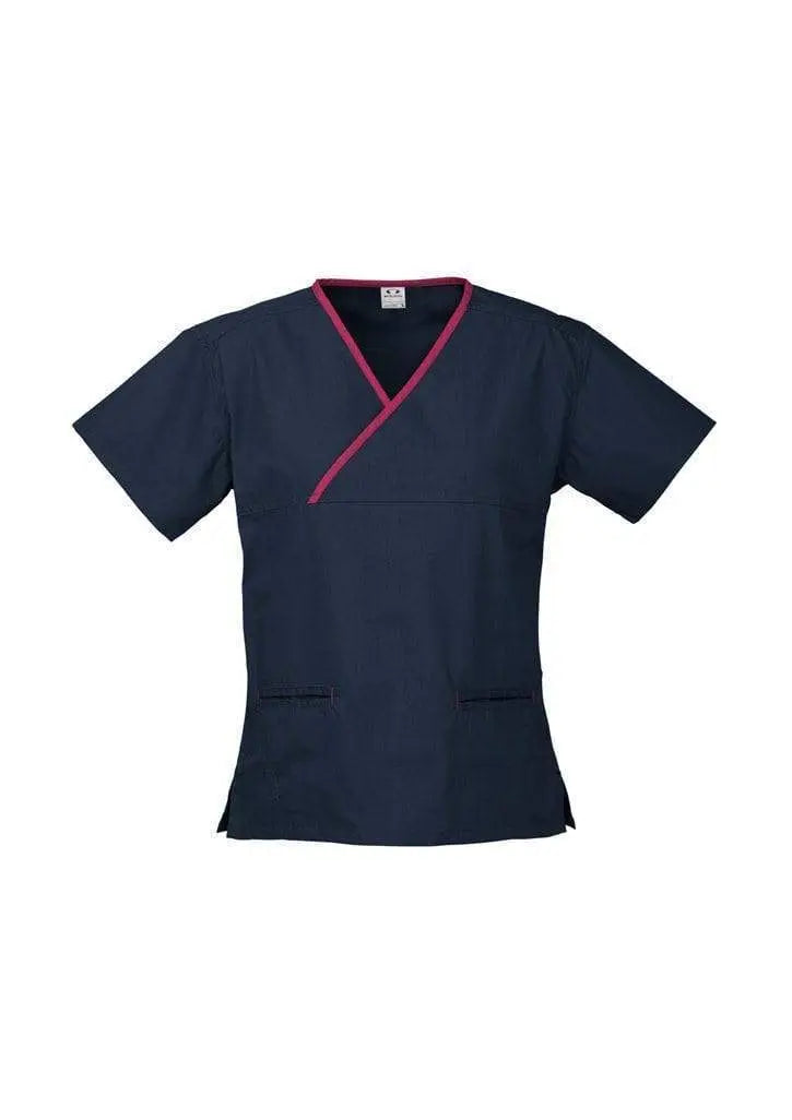 Biz Collection Women’s Contrast Crossover Scrubs Top H10722 Metro Workwear.