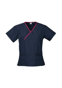 Biz Collection Women’s Contrast Crossover Scrubs Top H10722 Metro Workwear.