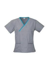 Biz Collection Women’s Contrast Crossover Scrubs Top H10722 Metro Workwear.