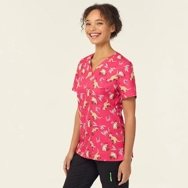 NNT Women's Native Christmas Scrub Top CATL1K in Pink