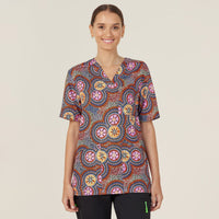 NNT Bush Tucker Indigenous Printed Unisex Scrub Top CATRGJ Metro Workwear.