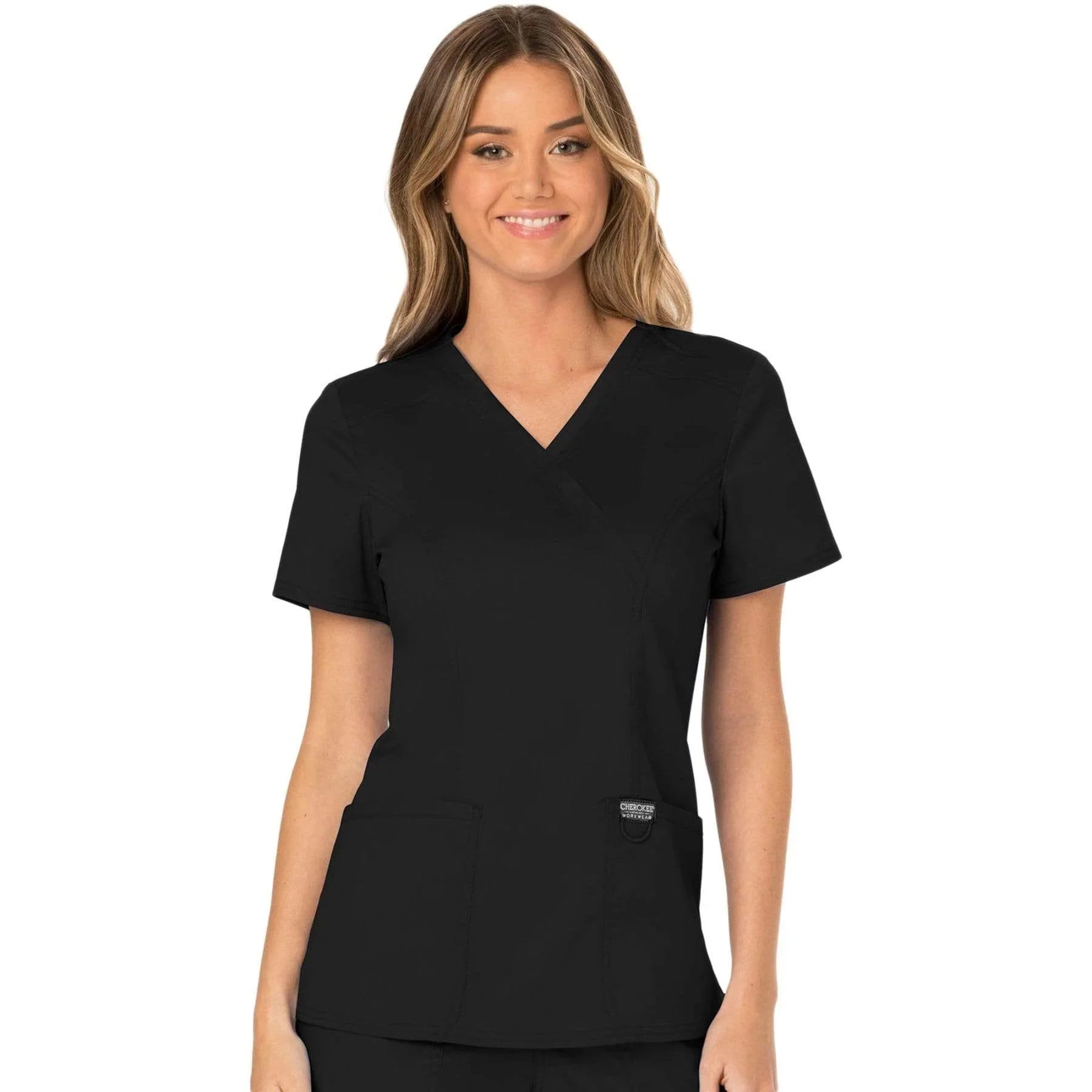 Cherokee Revolution Women's Mock Wrap Scrub Top WW610 Metro Workwear.