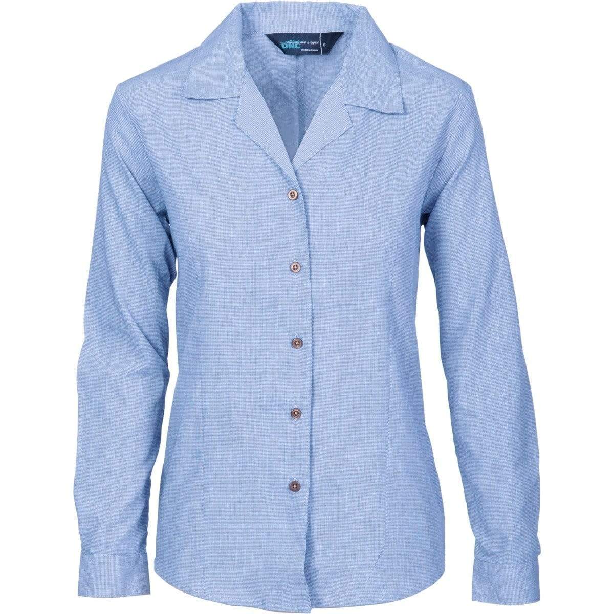 DNC Workwear Corporate Wear Blue / 6 DNC WORKWEAR Ladies Revere Collar Mini (Check) Houndstooth Long Sleeve Business Shirt 4256