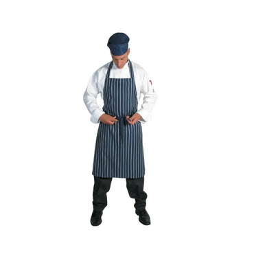 Dnc Workwear Pinstripe Full Bib Apron - No Pocket - 2536 Metro Workwear.