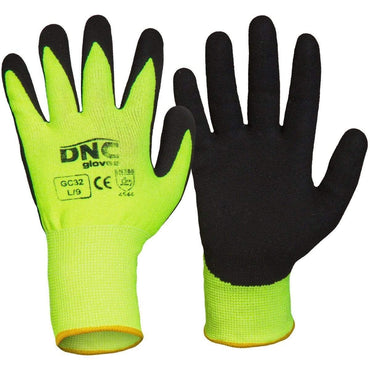 Dnc Workwear Hi vis Cut 5- Nitrile Sandy Finish Glove - GC32