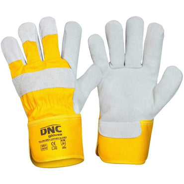 Dnc Workwear Yellow Grey Leather Glove Gr - 25