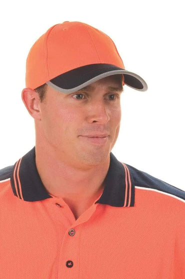 Dnc Workwear Hi-vis 2 Tone Cap With Reflective Trim & Velcro Strap - H022 Metro Workwear.