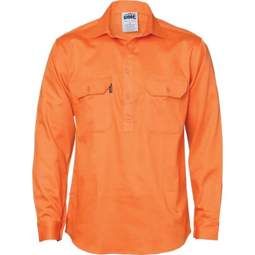 Dnc Workwear 190 Gsm Cotton Drill Closed Front Long Sleeve Work Shirt - 3204 Metro Workwear.