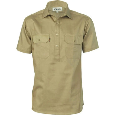 Dnc Workwear 190 Gsm Cotton Drill Closed Front Short Sleeve Work Shirt - 3203 Metro Workwear.
