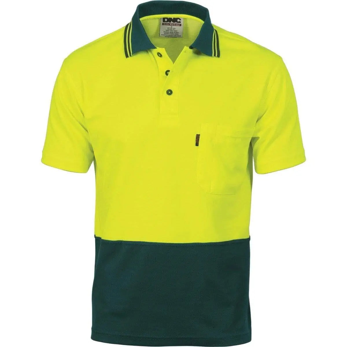 Dnc Workwear Cotton Back Hi-vis Two-tone Fluoro Short Sleeve Polo - 3814 Metro Workwear.