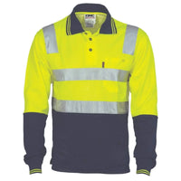 Dnc Workwear Cotton Back Hi-vis Two-tone Long Sleeve Polo Shirt With Csr Reflective Tape - 3818 Metro Workwear.