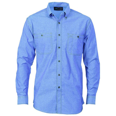 Dnc Workwear Cotton Chambray Shirt , Twin Pocket - Long Sleeve - 4102-01 Metro Workwear.
