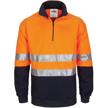 Dnc Workwear Hi-vis 1/2 Zip Fleecy With Hoop Pattern Csr Reflective Tape - 3729 Metro Workwear.