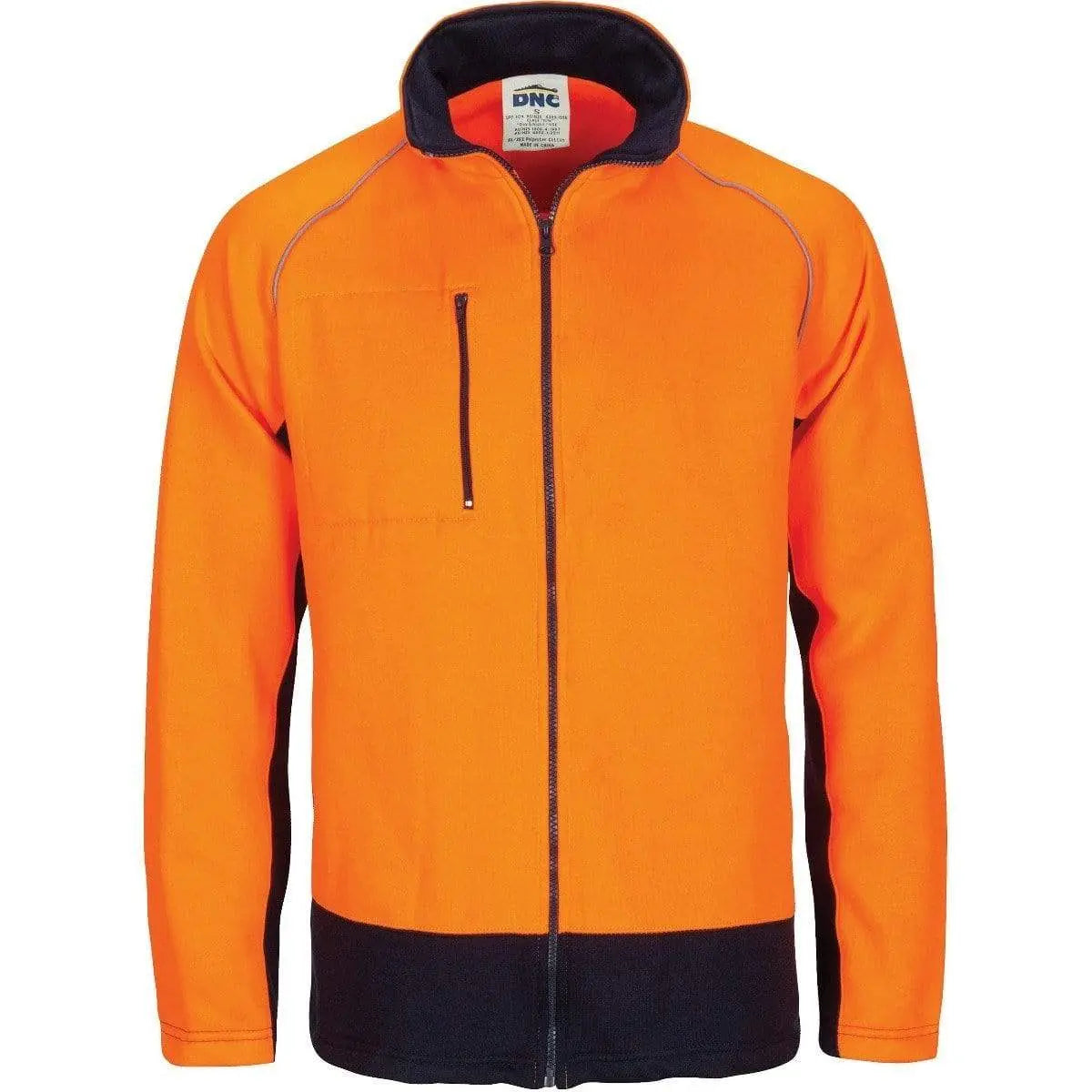 Dnc Workwear Hi-vis 2 Tone Full Zip Fleecy Sweatshirt With Two Side Zipped Pockets - 3725 Metro Workwear.