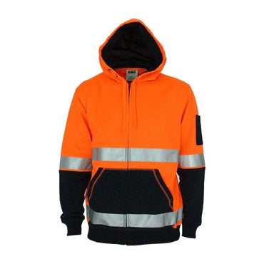 Dnc Workwear Hi-vis 2-tone Full Zip Super Fleecy Hoodie With Csr Reflective Tape - 3788 Metro Workwear.