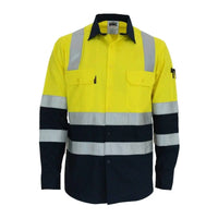 Dnc Workwear Hi-vis 2-tone Lightweight Long Sleeve Cotton Bio-motion & X Back Shirt With Csr Reflective Tape - 3547 Metro Workwear.