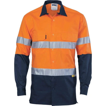 Dnc Workwear Hi-vis 3 Way Cool-breeze Long Sleeve Cotton Shirt With Csr Reflective Tape - 3948 Metro Workwear.
