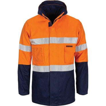 Dnc Workwear Hi-vis 4-in-1 Cotton Drill Jacket With Generic Reflective Tape - 3764 Metro Workwear.