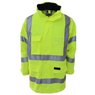 Dnc Workwear Hi-vis Breathable “h” Pattern Rain Jacket Bio-motion Tape - 3571 Metro Workwear.