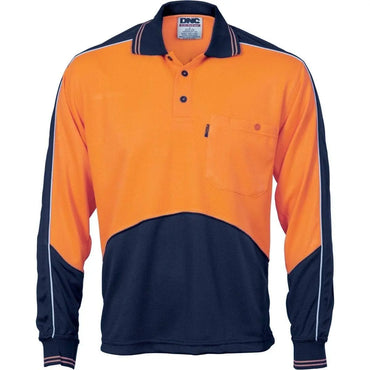Dnc Workwear Hi-vis Cool Breathe Panel Long Sleeve Polo Shirt - 3892 Metro Workwear.