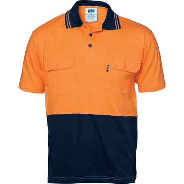 Dnc Workwear Hi-vis Cool-breeze 2-tone Cotton Jersey Short Sleeve Polo Shirt With Twin Chest Pocket - 3943 Metro Workwear.