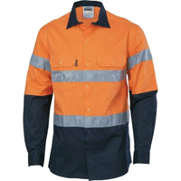 Dnc Workwear Hi-vis Cool-breeze Long Sleeve Cotton Shirt With Generic Reflective Tape - 3966 Metro Workwear.