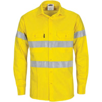 Dnc Workwear Hi-vis Cool-breeze Long Sleeve Cotton Shirt With Generic Reflective Tape - 3967 Metro Workwear.