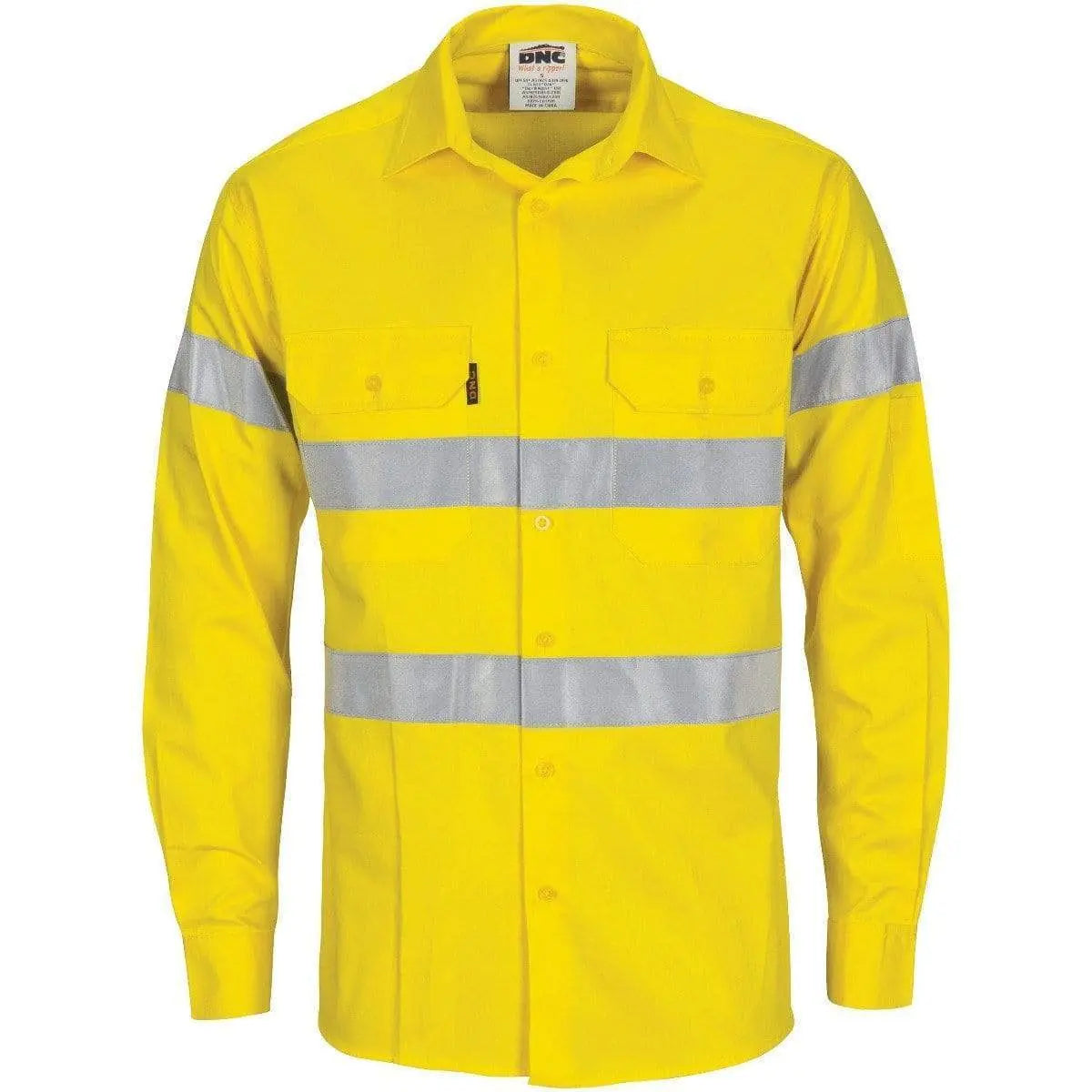Dnc Workwear Hi-vis Cool-breeze Long Sleeve Cotton Shirt With Generic Reflective Tape - 3967 Metro Workwear.