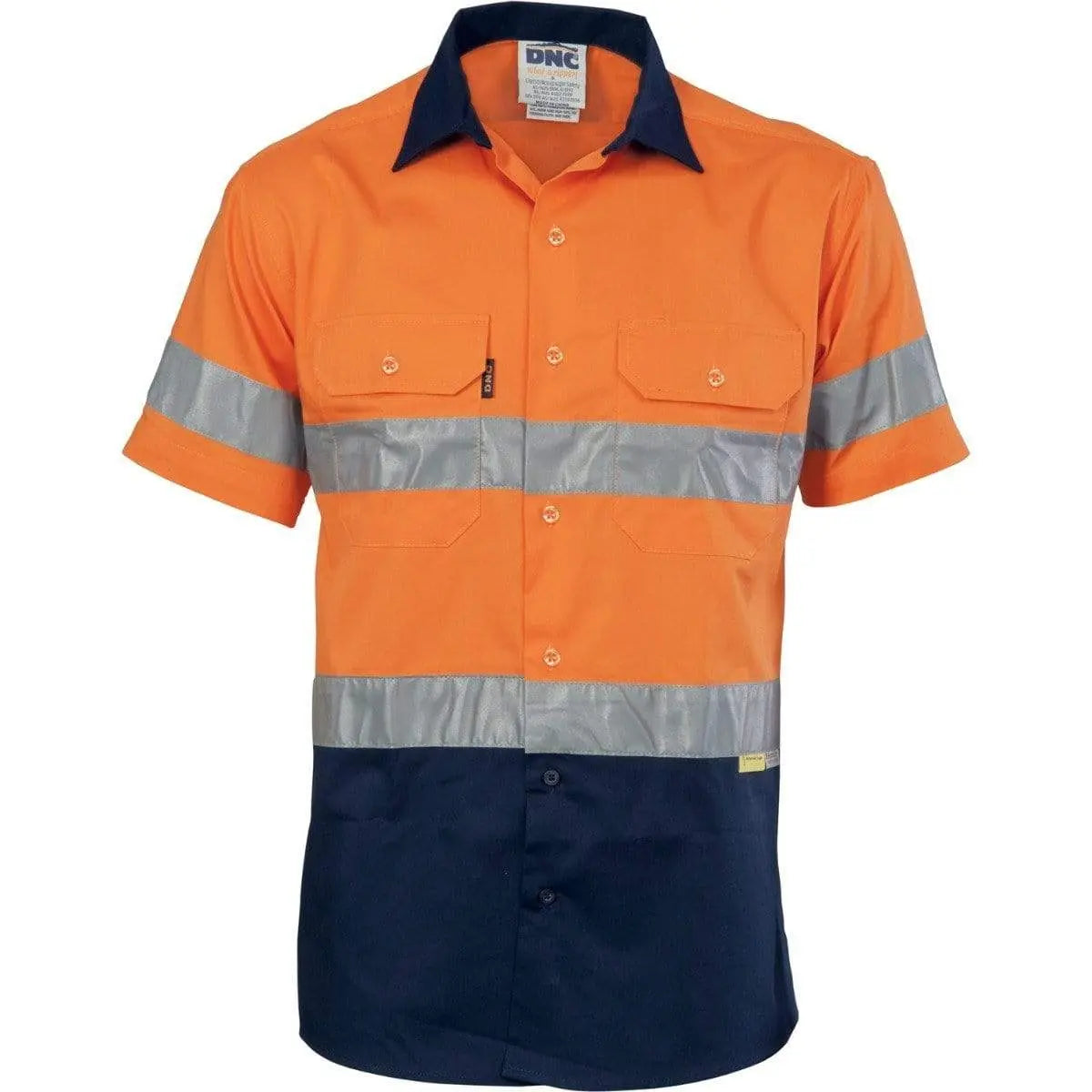 Dnc Workwear Hi-vis Cool-breeze Short Sleeve Cotton Shirt With 3m 8906 Reflective Tape - 3887 Metro Workwear.