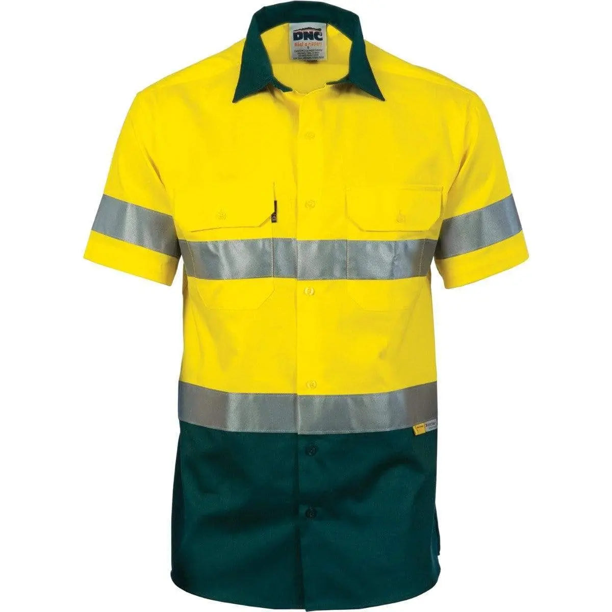 Dnc Workwear Hi-vis Cool-breeze Short Sleeve Cotton Shirt With 3m 8906 Reflective Tape - 3887 Metro Workwear.