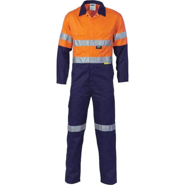 Dnc Workwear Hi-vis Cool-breeze Two-tone Lightweight Cotton Coverall With 3m Reflective Tape - 3955