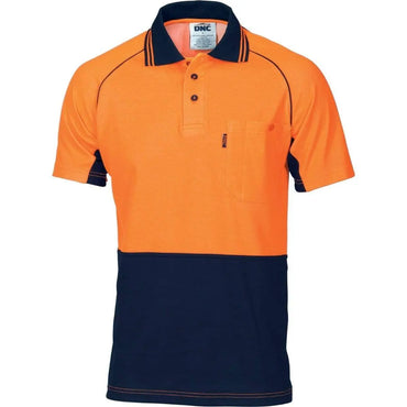 Dnc Workwear Hi-vis Cotton Backed Cool-breeze Contrast Short Sleeve Polo - 3719 Metro Workwear.