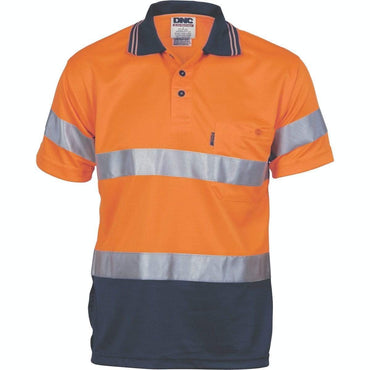 DNC WORKWEAR Hi-Vis D/D Cool Breathe Short Sleeve Polo Shirt with CSR R/Tape 3715 Metro Workwear.