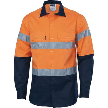 Dnc Workwear Hi-vis D/n 2 Tone Long Sleeve Drill Shirt With Generic R/tape - 3982 Metro Workwear.