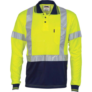 Dnc Workwear Hi-vis D/n Cool-breathe Long Sleeve Polo Shirt With Cross-back R/tape - 3914 Metro Workwear.