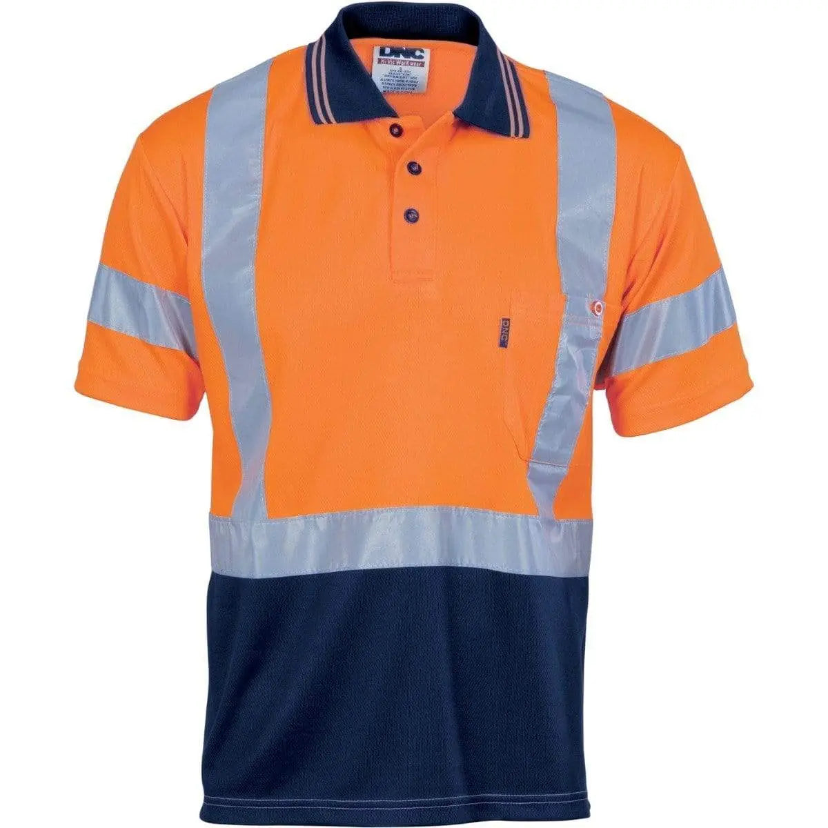 DNC WORKWEAR Hi-Vis D/N Cool Breathe Short Sleeve Polo Shirt with Cross Back R/Tape - 3912 Metro Workwear.