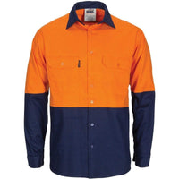 DNC WORKWEAR Hi-Vis L/W Cool-Breeze T2 Vertical Vented Long Sleeve Cotton Shirt with Gusset Sleeves  3733 Metro Workwear.