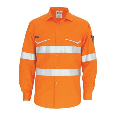 Dnc Workwear Hi-vis Ripstop Cotton Cool Long Sleeve Shirt With Csr Reflective Tape - 3590 Metro Workwear.