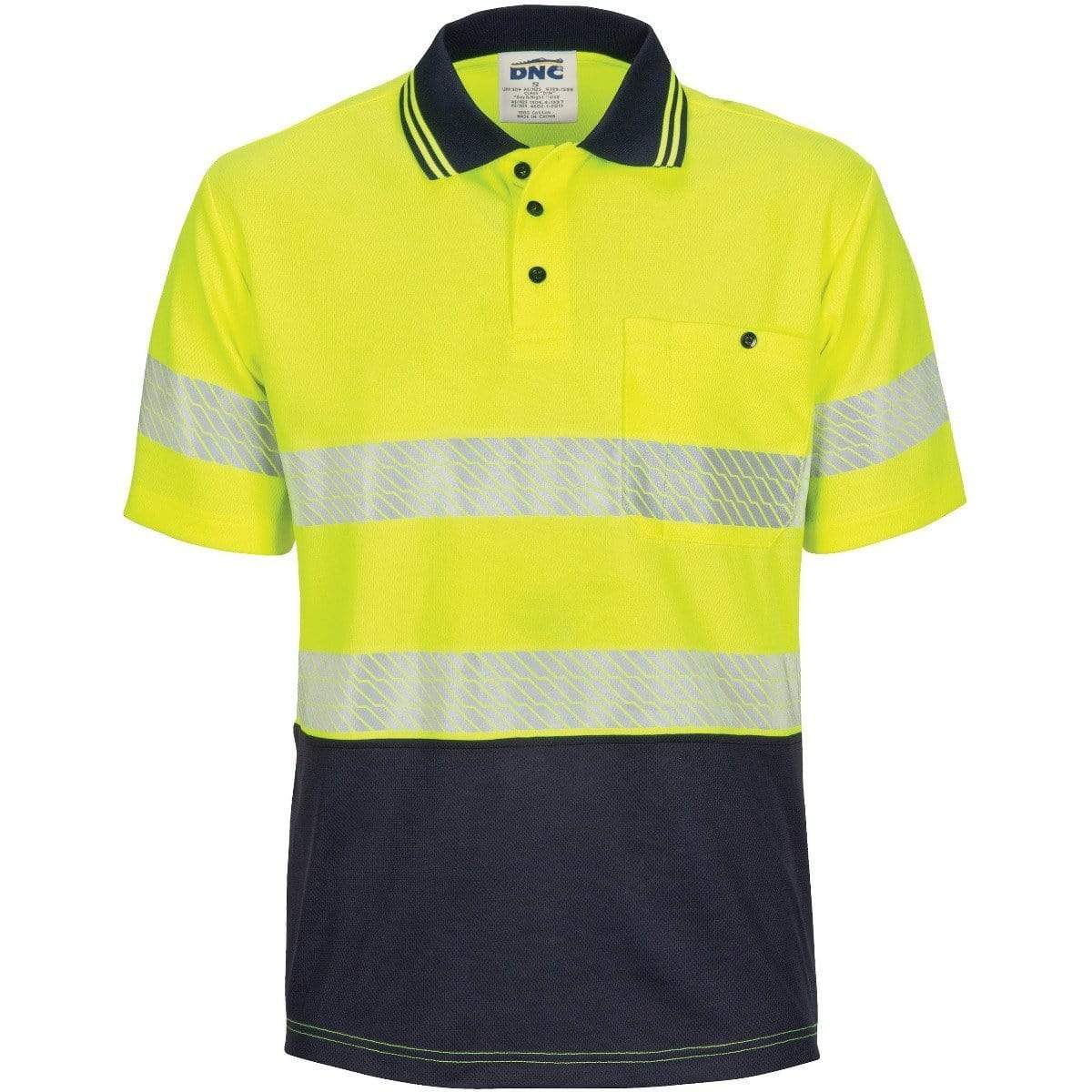 Dnc Workwear Hi-vis Segment Taped Short Sleeve Cotton Jersey Polo - 3511 Metro Workwear.