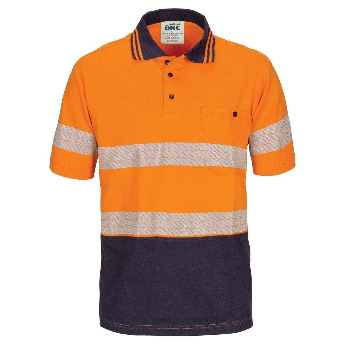 Dnc Workwear Hi-vis Segment Taped Short Sleeve Cotton Jersey Polo - 3515 Metro Workwear.