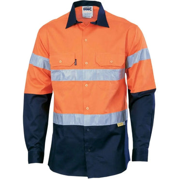 Dnc Workwear Hi-vis Two Tone Drill Long Sleeve Shirt With 3m 8910 Reflective Tape - 3836 Metro Workwear.