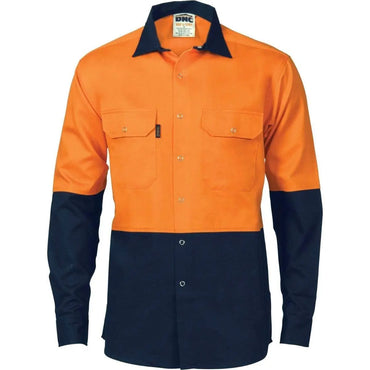 Dnc Workwear Hi-vis Two Tone Drill Shirt With Press Studs - 3838 Metro Workwear.